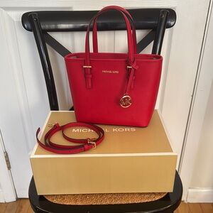 Michael Kors Jet Set Travel Saffiano Red Leather Purse